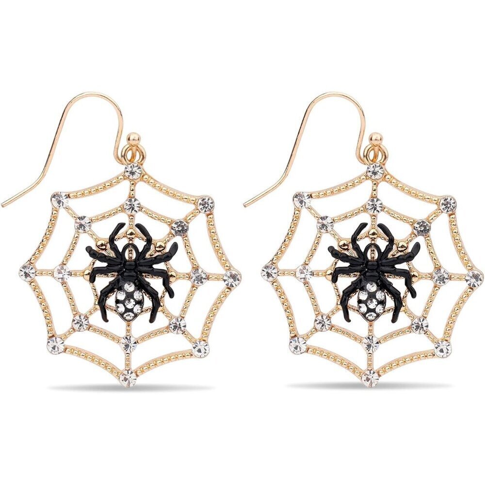 Halloween Spider Earrings, Fashion Spider Spooky Cobweb Earrings Halloween Earri